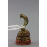 Cold painted bronze cobra snake