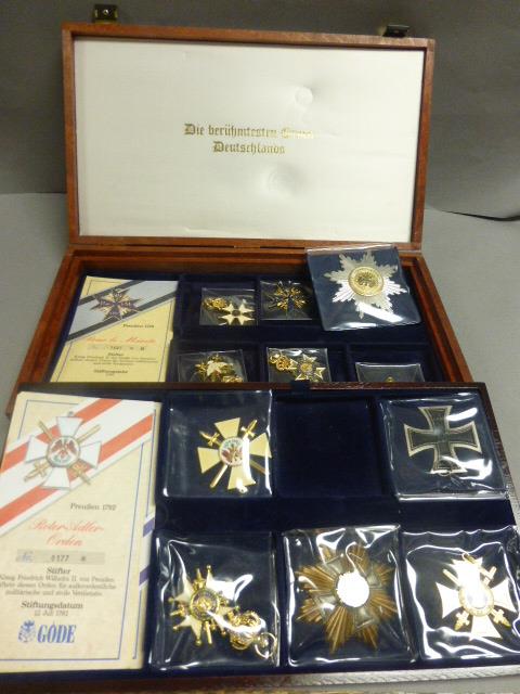 Copies of German Medals in Case with Certificates