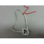 Silver and CZ bracelet with heart clasp