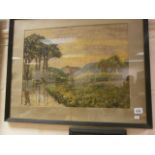 Vintage silk work picture of a country scene