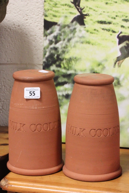 Two Suffolk Potteries Terracotta Milk Coolers