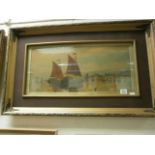 19th century British school; a gilt framed oil painting of an English coastal scene with fishing
