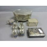 A box of silver plated collectibles; to include a niello style trinket box