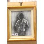 Gilt Framed Oil depicting the back of a Semi-Naked Woman