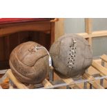Vintage Handsewn Leather Football, size 3, marked Bolton and one other (2)