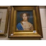 A gilt framed oil painting portrait of Regency lady