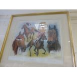 A signed and numbered limited edition print; The Golden Boy; by Peter Deighan; framed and glazed