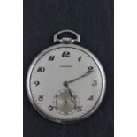 Boxed Movado Art Deco 16 jewel platinum pocket watch
