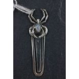 A small 925 silver standard bookmark; surmounted with a crab