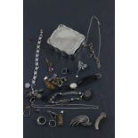 A mixed lot of silver and other jewellery; and a jewellery box