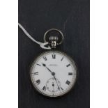 Victorian Silver Gentleman's open face Pocket Watch, the white enamel face marked Kemp Bros, Union
