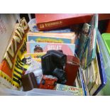 Box of various toys games books etc