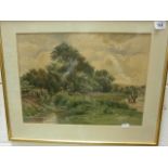 A. Wilde-Parson; British; a rural river scene with horse and cart; watercolour; signed and dated '