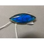 Vintage Sterling Silver Brooch inset with Blue Butterfly Wing