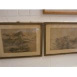 A pair of Chinese watercolours; of Chinese river scenes; each signed and with artists stamp