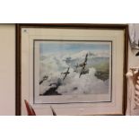 Aviation - Framed & glazed Robert Taylor Print ' Duel of Eagles ' signed by Douglas Bader and