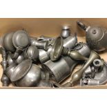 A large quantity of various pewter wares