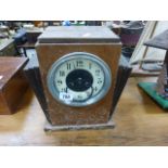 A mahogany Art Deco mantle clock