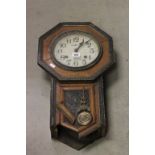 Early 20th century Oak Cased Hanging Wall Clock