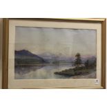 Nathaniel Neal Solly 1811 - 1895 a framed watercolour of extensive highland landscape with cattle