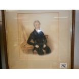 T. Martin; drawing of a seated man; water colour of a seated gentleman; framed and glazed