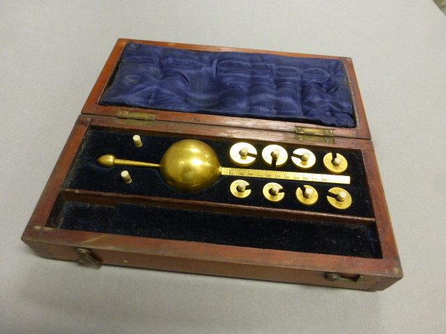 A Victorian brass Sikes Hyrometer; in original fitted box