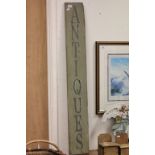 Hand painted Wooden ' Antiques ' Sign, approx. 4'