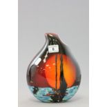 Anita Harris Teardrop Vase, Boat in Sunset design, initialled SJ to base