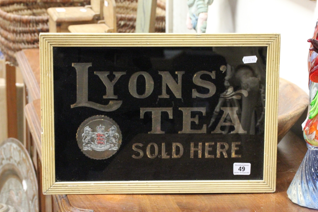 Vintage Advertising ' Lyon's Tea Sold Here ' Sign with Royal Crest