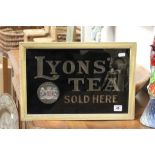 Vintage Advertising ' Lyon's Tea Sold Here ' Sign with Royal Crest