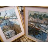 Pair of contemporary Impressionist coastal scenes