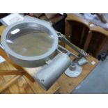 A vintage Kayfro industrial desk lamp and magnifier