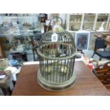 A small vintage brass bird cage