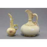 A Royal Worcester blush ivory porcelain ewer; shape number 1136; of plain body; bearing puce mark