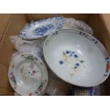 A box of various 19th century and late mainly Chinese ceramics