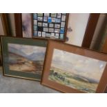 A collection of framed watercolours and prints; together with a framed collection of Australian