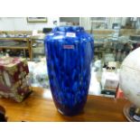 A large blue glazed Scheurich; West German pottery vase