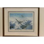 Aviation - Framed & glazed Robert Taylor ' Spitfire ' print signed by Douglas Bader and Johnnie