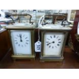 Two small brass carriage clocks; both in need of restoration