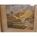 G. B. Hill; 20th century; watercolour; Mountainous landscape with buildings; signed and dated