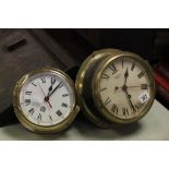 A brass Smith 8 day movement clock; together with S E Wills brass and glass circular clock