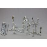 Danish Silver Plate designed by Hans Jensen; Four Branch Casa Lily Candleholder together with a Pair