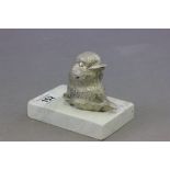 Vintage White Metal Car Mascot ? in the form of a Bird's Head mounted on Marble Plinth