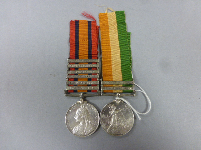 Queen South Africa Medal; complete with various clasps of different battles and ribbon; together