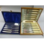 A set of six hallmarked silver handled knives; Deakin and Francis; Birmingham 1913; in fitted case