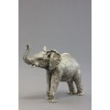 A hallmarked silver model of a standing elephant; Birmingham 1991