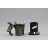 Late 19th / Early 20th century Cast Metal Matchholder in the form of a Goat with Bucket together