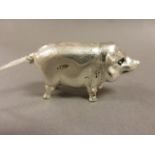 Silver plated vesta case in the form of a pig