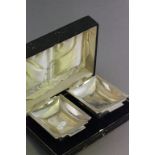 Pair of cased silver Walker and Hall Art Deco dishes, Sheffield 1938