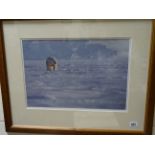 Andy Rouse (wildlife photographer); a signed photograph of a polar bear in snowy landscape signed